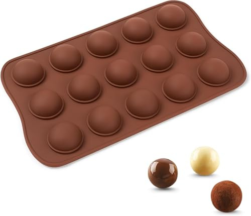 PARENCE.- Moule en Silicone 15 Cavités Boule – Pour Chocolats, Bonbons, Glaçons, Mini Desserts – Antiadhésif, Réutilisable, Résiste à -40°C à +230°C – Diamètre 2,5 cm – 21 x 10,5 cm