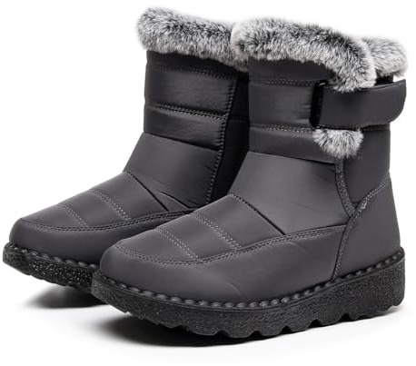 Tvtaop Winter Boots Mens Hiking Shoes Plush Snow Boots Warm Walking Sneakers for Men Non-Slip Waterproof Outdoor Trekking Travel Sports Silver_Gray UK 6.5