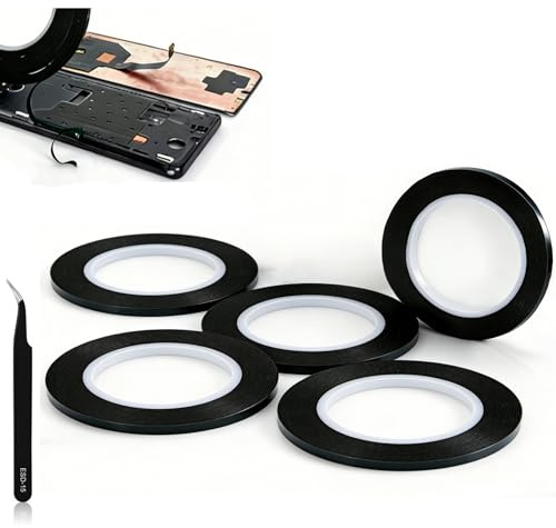 Doppelseitiges Klebeband Extra Stark Aufkleber Klebeband für zur Verwendung in bei Handy -Reparatur, Universal Montageband aus Widerstandsfähigem PE-Schaum, mit Pinzette, 2mmx10mx5 Rollen 0,3mm Dicke