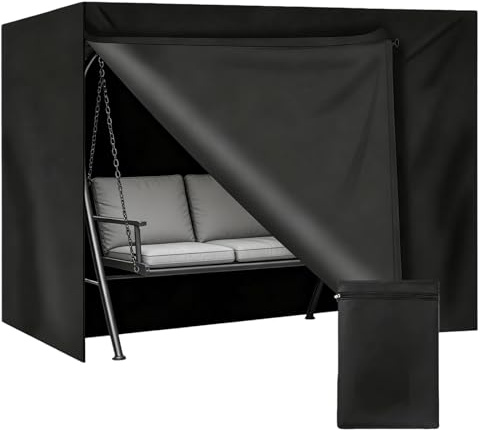 Hollywoodschaukel Abdeckung, Schutzhülle Hollywoodschaukel Für 2,3,4-Sitzer, Wasserdicht Winterfest Winddicht 420D Abdeckplane Gartenschaukel Für Gartenmöbel, Gartenschaukel (Schwarz)