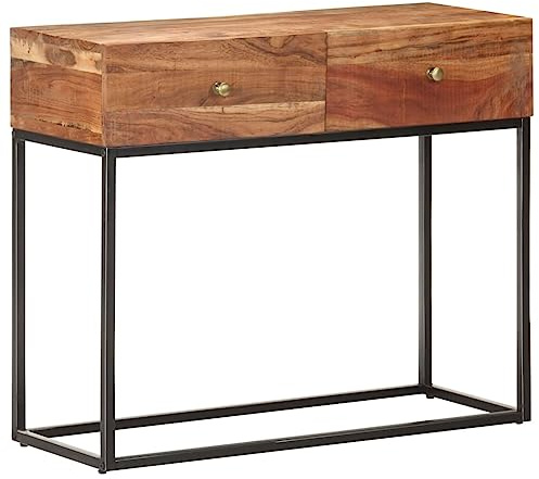 Mimdixy Armoire de salon, armoire de rangement, console de rangement, 90 x 35 x 75 cm, en bois d'acacia brut