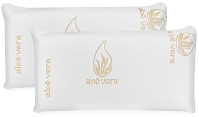 Gar Medical Viskoelastisches Kissen, kompakter Kern, Aloe Vera-Kissen, mittlere Festigkeit, milbendicht, ergonomisches Kissen, Memory Foam, Bezug waschbar 40 Grad, Abnehmbarer Bezug (Pack 2 70x40cm)