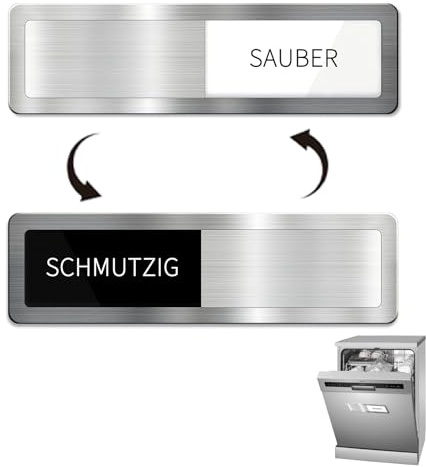 Clean Dirty Dishwasher Sign,SAUBER/SCHMUTZIG Schiebeschil,Dient Dazu,den Geschirrspüler an Seinen Reinigungsstatus zu Erinnern (Silber Magnetische/klebende Befestigung)