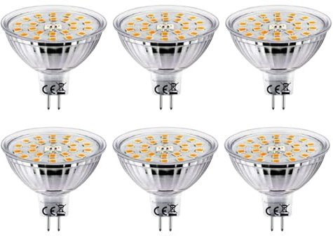 HiBay 6er Set LED Lampen GU5.3 12V, 3W Warmweiß 3000K (Ersetzt 30W Halogen), MR16 300lm Strahler Leuchtmittel, Nicht Dimmbar für Deckenleuchte Einbauleuchte
