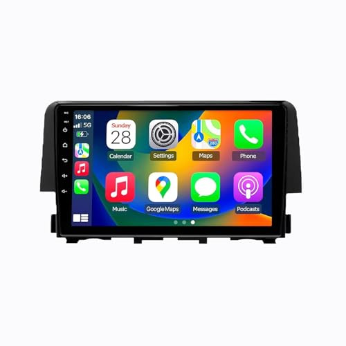 Radio para Automóvil con GPS para Honda Civic 2019 2018 2017 2016 Android 15 9 Pulgadas Portátil de Pantalla de Coche Lien Miroir para, 8 Core 4G+64G