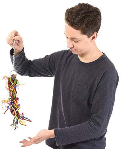 HappyBird | Vogelspielzeug Sisal Rope für Großsittiche und Papageien - ideal für den Nymphensittich Aber auch der Graupapagei liebt Dieses Spielzeug aus Sisal mit Leder