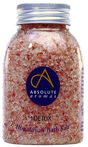Absolute Aromas Detox Bath Salts 290g - Natural Pink Coarse Himalayan Salt Infused with 100% Pure Essential Oils of Cedarwood, Grapefruit, Geranium and Juniperberry