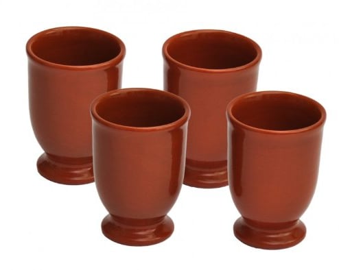 MamboCat 4er Tonbecher I Vollglasiert I 175 ml I Mediterran I Unikat Handarbeit I Met-Pott I Ton Mug Tumbler I Antike/Vintage I Mittelalter I Wikinger