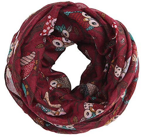LAEMILIA Damen Schal leichter Schlauchschal Loop Loopschal Tuch Halstuch Viele Farben (Rot)