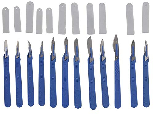 12x Einwegskalpell MIX Klinge je Figur 1x, Kosmetex Sortiment Einmal Skalpelle mit Schutzkappe, einzeln steril verpackt, Mix-Set