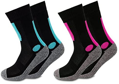 Occulto Damen Wandersocken 2er Pack (Modell: Gerlinde) Blau-Rose 39-42