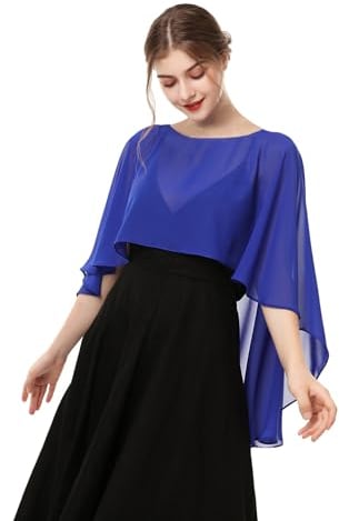 Hotshawl Capelets für Damen, Chiffon-Umhang, Schals und Wickeltuch, für Abendkleid, Hochzeitsumhänge, Königsblau, Einheitsgröße