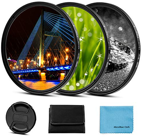 Fotover 82mm Sternfilter 3 Teiliges (4 Punkte, 6 Punkte, 8 Punkte) mit Center Pinch Objektivdeckel for DSLR Kameras + 3 Slot Filterbeutel
