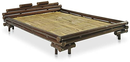 vidaXL Bambusbett 140x200cm Dunkelbraun Bett Futonbett Doppelbett Holzbett