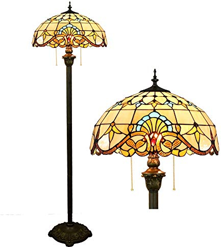 Blivuself Tiffany Antike Leseleuchten 16-Zoll Tiffany European Style Hochwertige Gelb Barock Glas Stehleuchte reine Vertikale Leselampe for Studie Wohnzimmer Schlafzimmer Raumdekoration