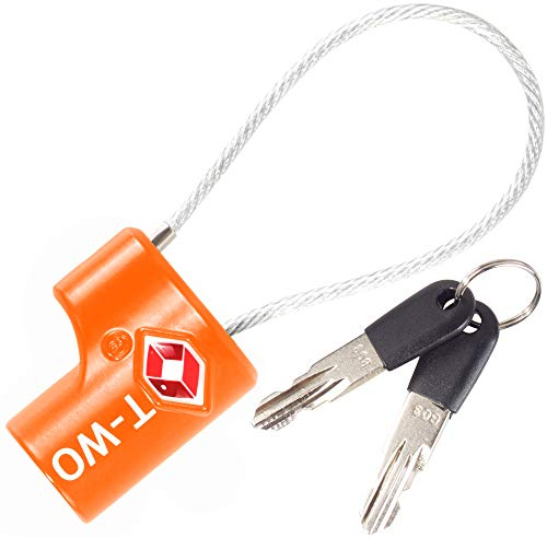 OW-Travel Kabel Schloss mit Schlüssel (1er) Kofferschloss Vorhängeschloss Gepäckschloss Sicherheitsschloss Schlüsselschloss TSA Lock Cable USA Schloss für Reise Koffer Spind Rucksack (Orange)