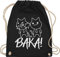 Turnbeutel Rucksack - Anime Geschenke - Baka! mit Katzen - weiß - Unisize - Schwarz - für fans turnbeutel+anime geschenk+anime cat stoffrucksack manga anime+tasche cats juterucksäcke tasche katze