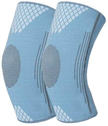 lenpestia Kniestütze Damen 1 Paar Kniebandage Sport Kompressions Knieschutz mit Rutschfestes Silikon für Sport, Laufen, Arthritis, Knieschmerzen, Patella Verletzung (Blau, L)