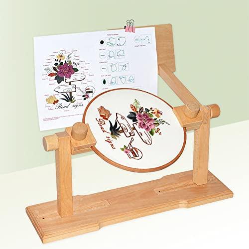 RoseFlower Kreuzstich Ständer Stickrahmen Holz Drehbarer Stickständer für Tisch Embroidery Hoop Stand Kreuzstichrahmen Einstellbare Nähwerkzeuge, DIY Handwerk Stickerei Nähen Werkzeuge #3