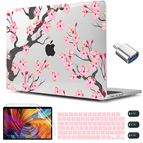 CISSOOK Compatible avec MacBook Air 13,6 A2681 A3113 A3240 version 2022-2025, coque rigide avec protecteur de clavier pour MacBook Air 13,6 M2 M3 M4 - Fleurs de cerisier