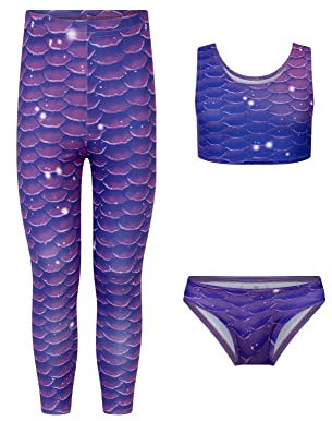 Planet Mermaid Kinder Exclusive 5-teiliges Set Meerjungfrauenschwanz Badeanzug für Mädchen Inklusive Schwimmhilfe Magic Floss, Schwanz, Oberteil und Zubehör, Sunset Splash, 11-12 Jahre