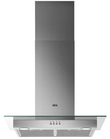 AEG Glass Cooker Hood 60cm DTB3654M, 3 speeds, Extractor Hood With Powerful Extraction Motor & Washable Filter, Class C, LED Lighting, Push Button Control, Stainless Steel