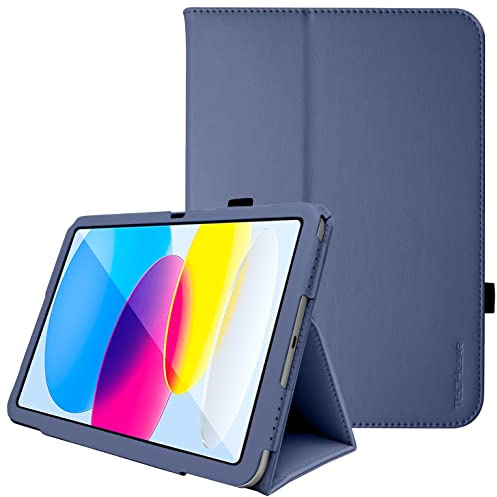 TECHGEAR Leather Case for Apple iPad 11th Gen (2025 A16) & 10th Gen (2022), PU Slim Folio Smart Cover with Stand, Hand Strap, Auto Sleep/Wake, for iPad 11 / iPad 10.9 [Navy Blue]