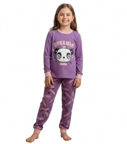 A2Z 4 Kids Girls Panda Dreamer Pyjama Set 2 Piece Top Bottom Lounge Outfits | Comfy Animal Print Sleepwear Gift Children PJS Set Ages 2 to 13 Years Girls