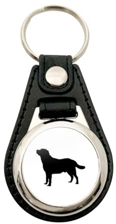 Huuraa Anhänger Labrador Retriever Silhouette Geschenk Metall mit Kunstleder Einkaufswagenlöser Labrador Retriever Präsent