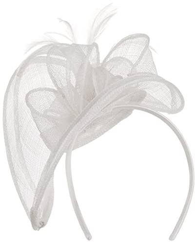 Seeberger Viadina Fascinator mit Federn Anlasshut Strohhut (One Size - weiß)