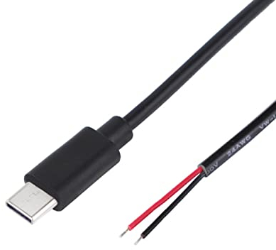 YSJJZRL 0.3M Typ C USB auf blankes Kabel, offenes Ende, 5V, 2A, 2/4 Kerne, Power Pigtail, Reparaturdose am Schwanz, Kabel, DIY (Geben Sie Male-2 Wire EIN)