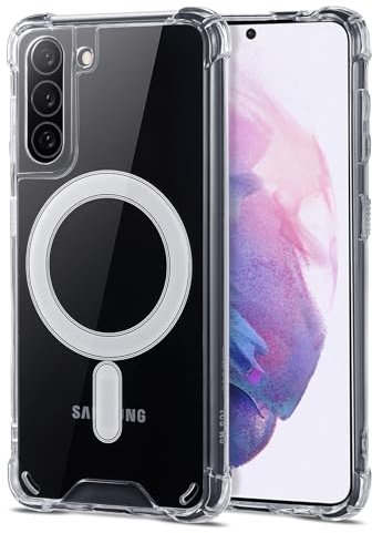 JProtect für Samsung Galaxy S21 Plus Hülle für Magsafe (TOP Schutz & Magnetkraft) Magnetische Handyhülle Transparent für Samsung S21 Plus - Hülle Magnet für MagSafe Zubehör Case Stoßfest