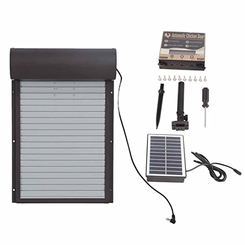 Focket Porte de poulailler Automatique avec minuterie, Porte alimentée par Piles ou par énergie Solaire pour volailles, Porte en Aluminium avec Affichage par LED, Porte de poulailler Prog