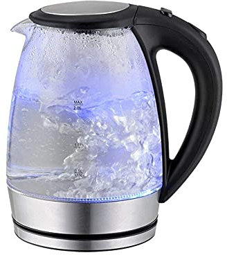 FairUo Hervidores, Teteras de Vidrio de 2 Litros para Agua Hirviendo de Acero Inoxidable Hervidores de Acero Inoxidable para Electrodomésticos de Cocina para el Agua Hirviendo