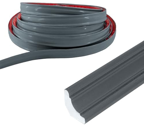 PVC Moulding Trim, Flexible Grey Quadrant Trim Floor Beading Grey Skirting Board Coving for Ceilings Worktop Edging Strip for Floor Edges and Corners Decoration(12 * 9mm-2.5m)