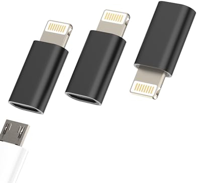 Micro USB Mutter Klinke auf Lightning Männlich Stecker(3pack) Android to iPhone Ladekabel Adapter Ladegerät Zubehör Set Charger Kabel Netzteil für 14 13 12 11 Pro Max Mini 6 7 8 Plus X Xs Xr Ipad L