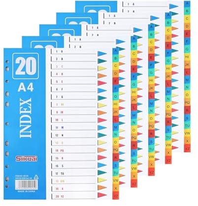 XHDA 5er A-Z Trennblätter für Ordner A4, A4 Ordner-register Trennblätter A-Z für die Ordner-Organisation im Büro