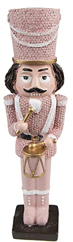 HAES DECO - Nussknacker Weihnachten - Farbe Rosa - Größe 5x4x20 cm - Material Polyresin - Nussknackerfigur - Nussknacker-Soldat - Weihnachtsfigur - Weihnachtsdekoration