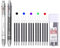 JOMPENS Lot de 18 stylos à bille multicolores 6 en 1 rétractables 5 couleurs et porte-mine multifonction (noir et blanc)