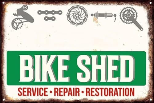 Metal Sign Bike Shed, Retro Funny Wall Plaque Vintage For Home Yard Farm Garden Garage Inspirational Quotes Wall Decor Tin Signs 8x12 Inches