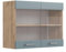 Vicco Küchenglasschrank R-Line, Glashängeschrank, Blau-Grau/Goldkraft Eiche, 80 cm