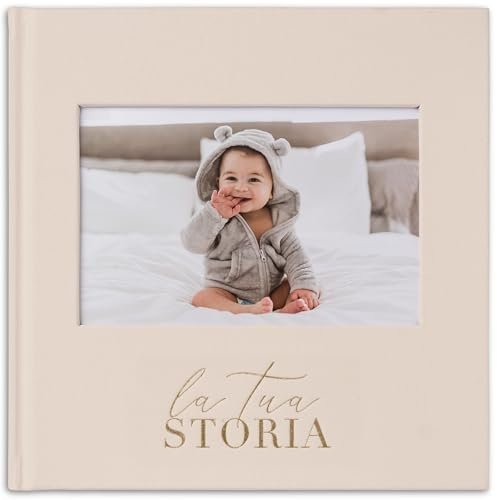Album Nascita Bambino/a | Libro Nascita Bimbo/a | 132 Pagine | Regalo Nascita Bambino | Diario Neonato| Album Fotografico Bambino per Foto Formato 10 x 15 cm (Crema)