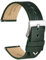 WOCCI 22mm Antikes Uhrenarmband für Herren, Sattelleder, Silberne Schnalle (Armeegrün)