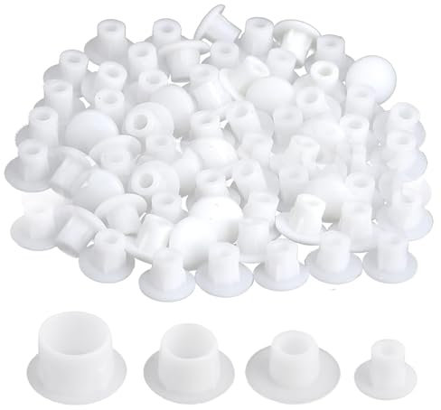 120PCS Screw Hole Covers,Plastic Plugs for Holes,Plastic Screw Caps White,ScrewCaps,Screw Covers Caps,4 Sizes Pieces Plastic Hole Plugs for Furniture Door Cabinet Cupboard Shelves(5mm/6mm/8mm/10mm)