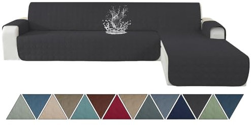 Ystyle Couch Überzug L Form 2 Sitzer wasserdichte, Sofa Cover L Shape Reversibel Universal, Sofabezug Ecksofa L Form Waschbar, Couchbezug L Form Kratzfester Für Katze Hund, Schwarz