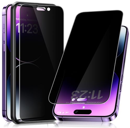 Esanik Sichtschutz 360° für iPhone 14 Pro Blickschutz, 4 Way Sichtschutzfolie für Panzerglas iPhone 14 Pro Privacy Screen Protector (2 Stück)