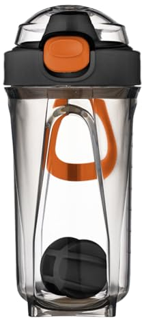 Mecmbj Shaker Proteinas, Botella Coctelera de 500 ml con Bola Batidora, Protein Shaker Bottle, Vaso Mezclador Proteinas con Asa para Batidos Cremosos en Polvo (negro)