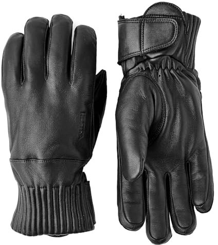 Hestra Idre Wool - 5 Finger schwarz (100) 8 - Warme Fünf-Finger-Handschuhe aus Leder von Hairsheep für Skifahren, Snowboarden und täglichen Wintergebrauch - Unisex-Erwachsene