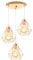 TOKIUS 3-flammig Pendelleuchte Vintage Industrial Hängelampe mit Geometrischem Design E27 Lampe aus Eisen Käfig Lampenschirm Retro Hängeleuchte für Esstisch Küche (Gold, Pendellampe, Rondell)
