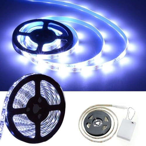 Mixtooltoys Petite bande lumineuse LED flexible à piles SMD 5050 pour chambre à coucher, rétroéclairage TV, maison, décoration à faire soi-même Blanc pur 100 cm